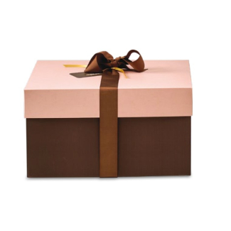 Scatola base rettangolare cacao con coperchio rosa, cartone da 25 pezzi, vari formati