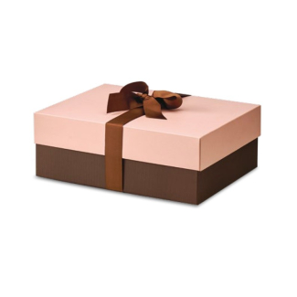 Scatola base rettangolare cacao con coperchio rosa, cartone da 25 pezzi, vari formati