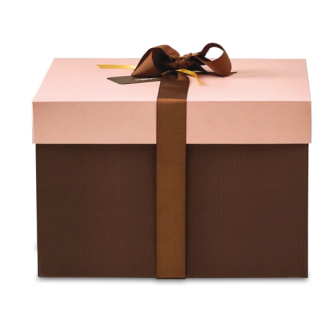 Scatola base rettangolare cacao con coperchio rosa, vari formati
