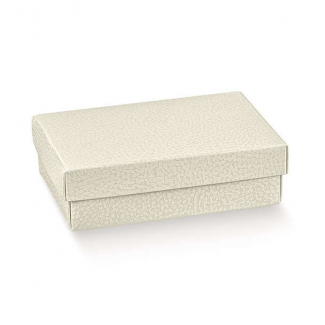 Scatola rettangolare bianca effetto pelle in cartoncino con coperchio, confezione da 10 pezzi, vari formati
