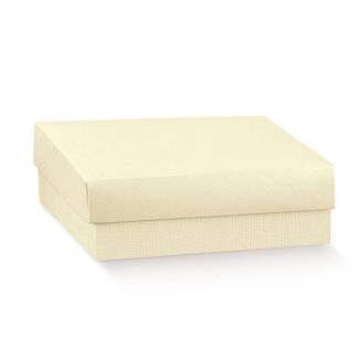 Scatola base quadrata in cartone avorio con coperchio, confezione da 10 pezzi, vari formati