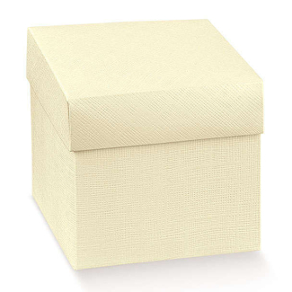 Scatola base quadrata in cartone avorio con coperchio, confezione da 10 pezzi, vari formati