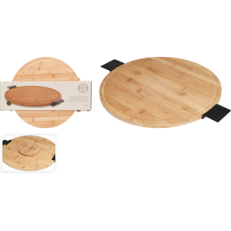 Vassoio girevole in bamboo con manici, diametro 40 cm