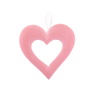 Cuore in velluto rosa con cordino da appendere, varie misure