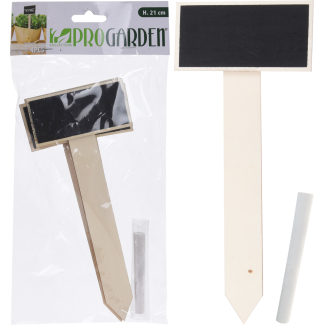 Pick in legno con lavagna e gesso, altezza 21 cm, confezione da 4 pezzi