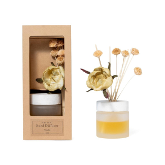 Diffusore d'essenza in vetro con bacchetti fiore, capacità 100 ml, in scatola regalo, varie profumazioni