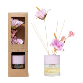 Diffusore d'essenza in vetro con bacchetti fiore, capacità 100 ml, in scatola regalo, varie profumazioni