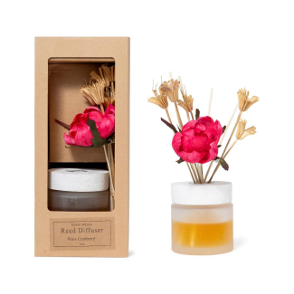 Diffusore d'essenza in vetro con bacchetti fiore, capacità 100 ml, in scatola regalo, varie profumazioni