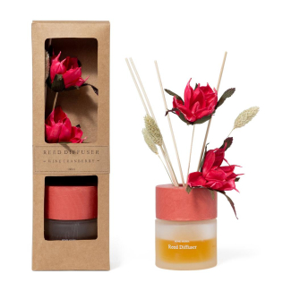 Diffusore d'essenza in vetro con bacchetti fiore, capacità 100 ml, in scatola regalo, varie profumazioni