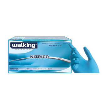 Guanto nitrile azzurro libero da polvere 3.5gr., confezione da 100 pezzi