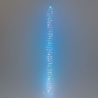 Cascata 16 fili luminosi in metallo rame, 640 microled Multicolor, uso interno ed esterno, lunghezza 2 + 4 metri