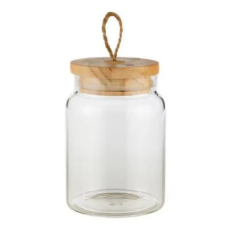Vasetto in vetro con tappo in legno, altezza 8 cm, confezione da 6 pezzi