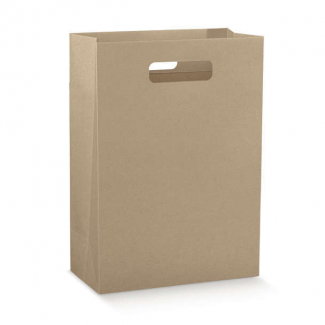 Shopper box con maniglia a fagiolo in cartoncino avana, confezione da 10 pezzi