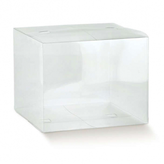Scatola "Clip" trasparente, 25x25 cm, confezione da 10 pezzi, varie altezze