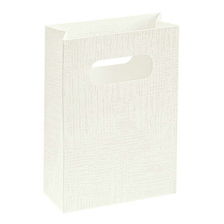 Shopper in cartoncino bianco con maniglia fustellata a fagiolo, confezione da 10 pezzi