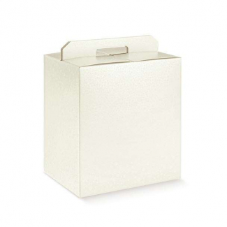 Scatole per confezioni regalo in cartone bianco perlato con maniglia superiore esterna
