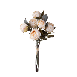 Mazzo di boccioli di rosa con foglie, altezza 28 cm, vari colori