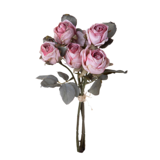 Mazzo di boccioli di rosa con foglie, altezza 28 cm, vari colori