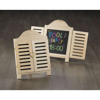 Lavagna in legno naturale-nero con ante apribili 23x31 cm