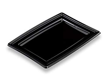 Vassoio rettangolare "Festipack" in plastica PET nero, confezione da 5 pezzi