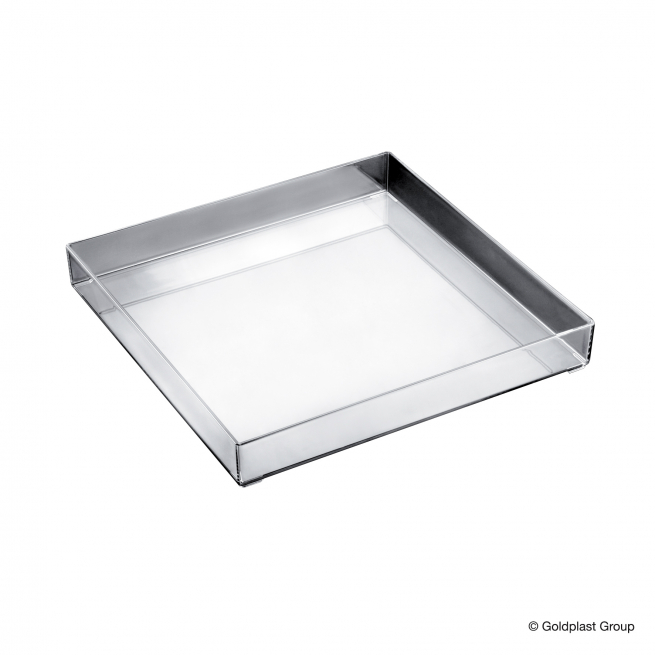 Vassoio plastica da portata fashion trasparente 30x30 cm.