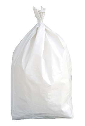 Sacchetto in plastica politene bianco LDPE, formato 80+40x100cm, cartone da 10kg.