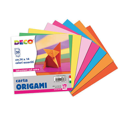 Blocco fogli carta per origami colori assortiti, confezione da 20 fogli