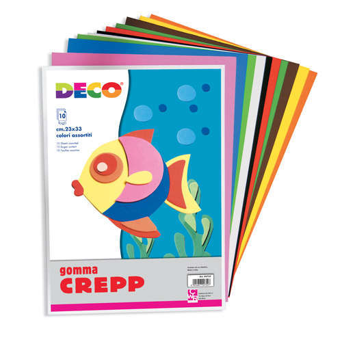 Fogli gomma Crepp, colori assortiti, confezione da 10 pezzi