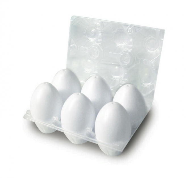 Set uova e contenitore in plastica, confezione da 6 pezzi