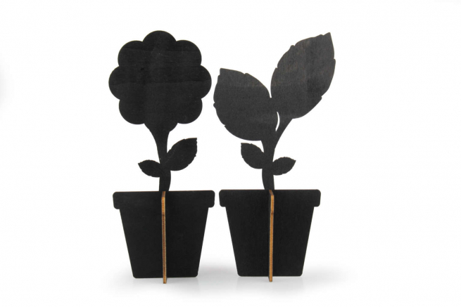 Lavagna segnaprezzo nera vaso di fiori, confezione da 2 pezzi assortiti, varie misure