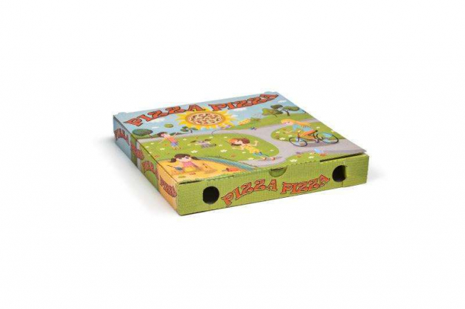 Scatola pizza fantasia generica formato 24x24, altezza 3.5cm, cartone da 100 pezzi