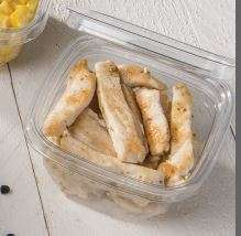 Contenitore barattolo trasparente in R-PET, base quadrata con coperchio "Safe-t-fresh"