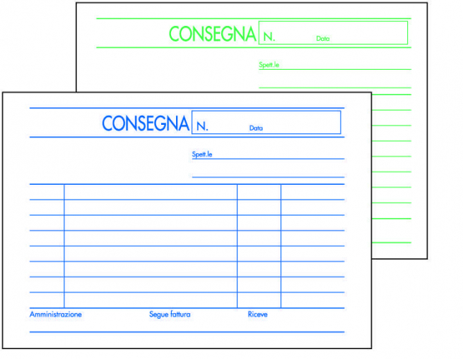 Blocco da 50 buoni consegna 2 copie autoricalcanti, formato 16.5x12 cm, confezione da 10 pezzi