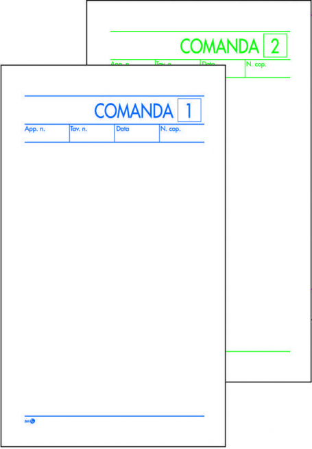 Blocco da 25 comande 2 copie autoricalcanti, formato 9.8x16.5 cm, confezione da 10 pezzi