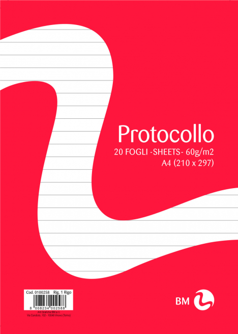 Foglio protocollo A4, confezione da 20 pezzi