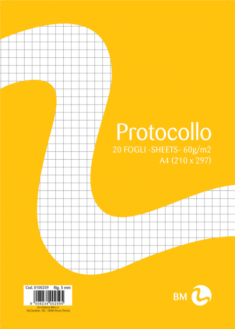 Foglio protocollo A4, confezione da 20 pezzi