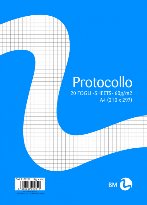 Foglio protocollo A4, confezione da 20 pezzi