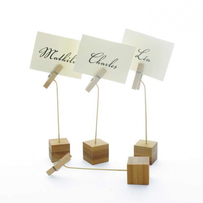 Cubetto porta etichette in bamboo con molletta confezione da 12 pezzi
