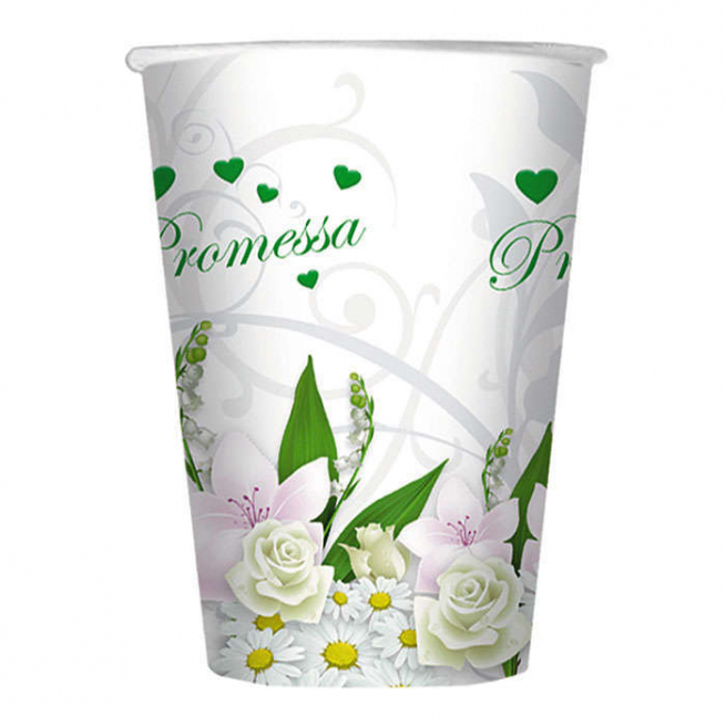 Bicchiere in cartoncino fantasia "Promessa bouquet", confezione da 10 pezzi