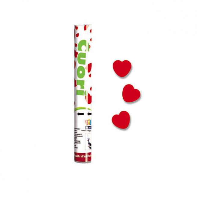 Cannone spara coriandoli sagomati "Cuori", altezza 30 cm