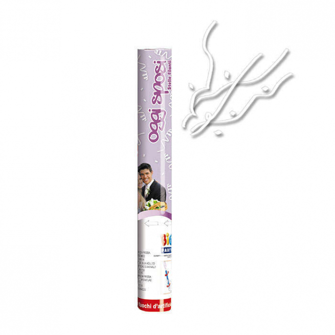 Cannone sparacoriandoli bianco "Oggi Sposi", altezza 60 cm