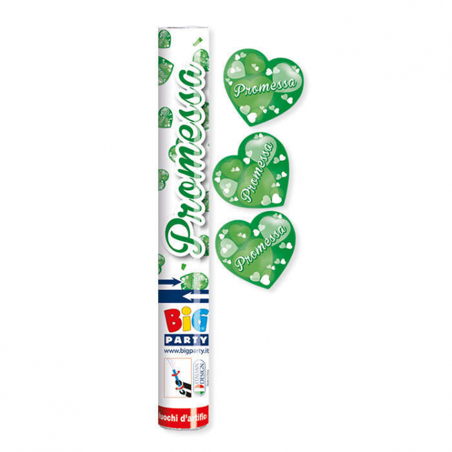 Cannone sparacoriandoli "Promessa" verde, altezza 30 cm