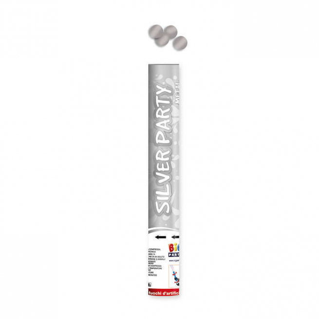 Cannone sparacoriandoli argento, altezza 40 cm
