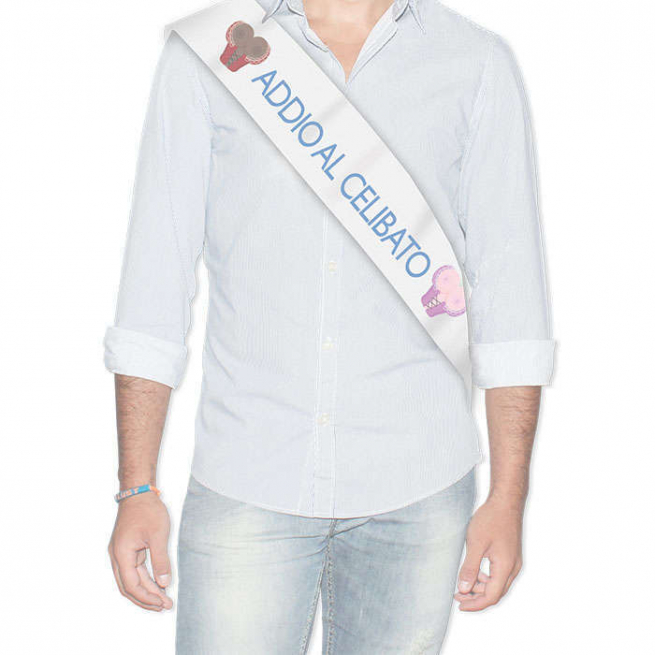 Fascia premio metallizzata scritta "Addio al celibato", lunghezza 168 cm