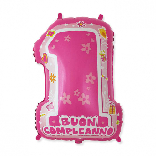 Palloncino sagomato "1° compleanno", altezza 62 cm