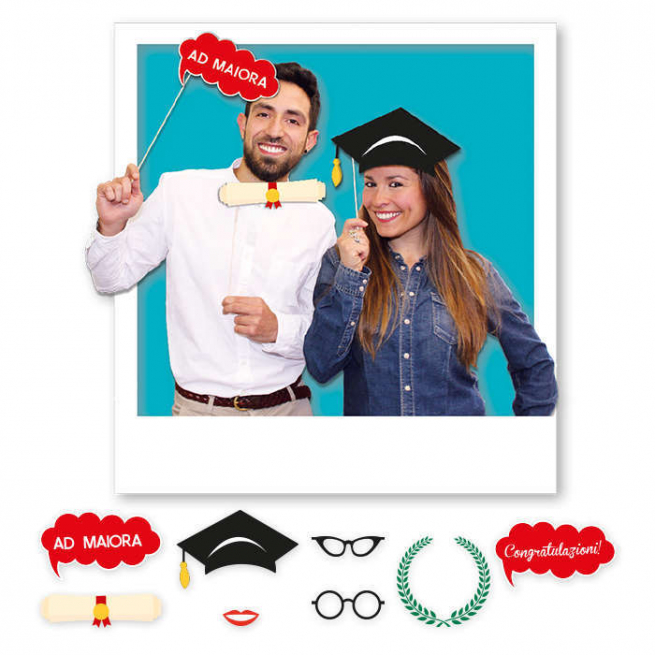 Photo booth "Laurea", confezione da 8 pezzi assortiti