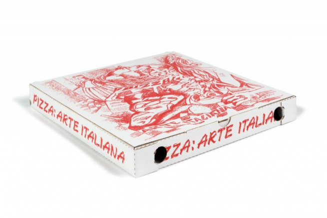 Scatola pizza fantasia generica formato 29x29, altezza 3.5cm, cartone da 100 pezzi