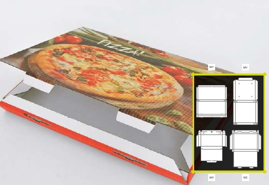 Scatola pizza fantasia generica formato 35x100, altezza 5cm, cartone da 50 pezzi