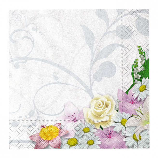 Tovagliolo carta fantasia "Bouquet", confezione da 20 pezzi
