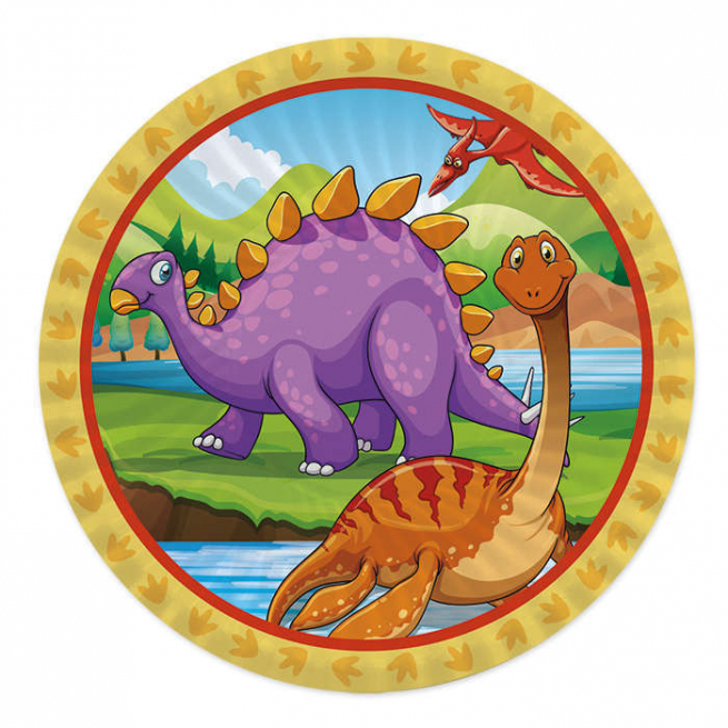 Piatto in cartoncino fantasia dinosauri "Jurassic", confezione da 8 pezzi